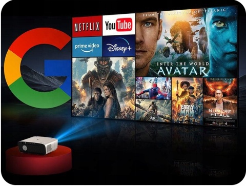 HIT ! RZUTNIK PROJEKTOR LED ANDROID 14 maXvision A9G PRO 1550 ANSI 4K NFC