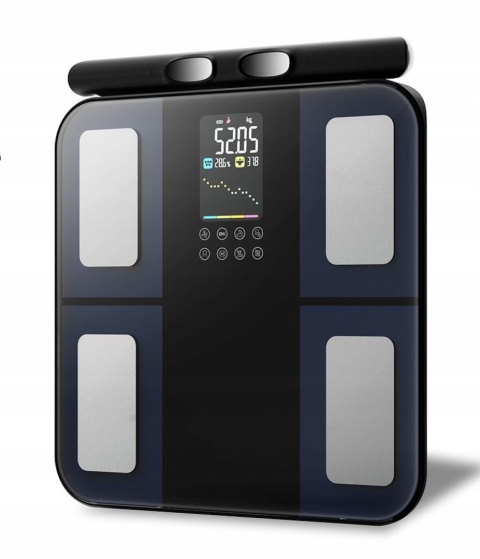 ŁAZIENKOWA WAGA ANALITYCZNA 8 Elektrod BIA Pomiar Składu Ciała APP BT 180kg