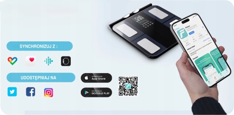 ŁAZIENKOWA WAGA ANALITYCZNA 8 Elektrod BIA Pomiar Składu Ciała APP BT 180kg