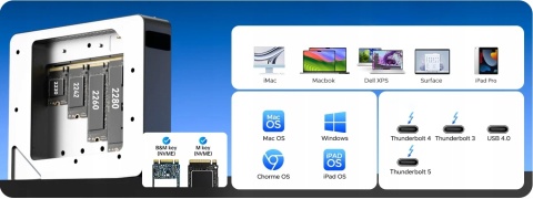 Obudowa 4 dyski Acasis 3901 4-Bay M.2 NVMe RAID Thunderbolt 5/4 40Gbps 32TB