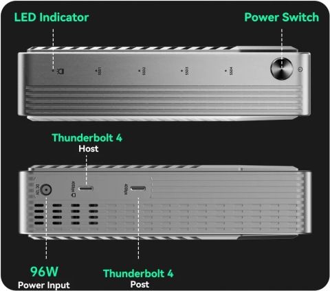 Obudowa 4 dyski Acasis 3901 4-Bay M.2 NVMe RAID Thunderbolt 5/4 40Gbps 32TB
