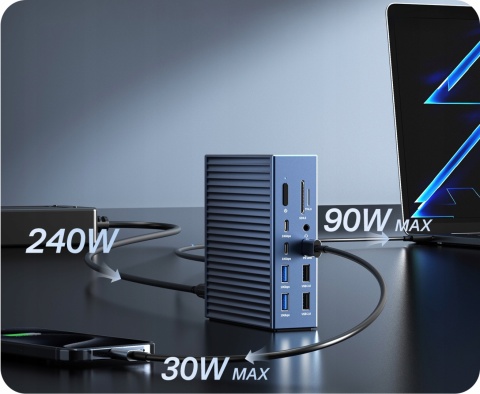 POTĘŻNA STACJA DOKUJĄCA 21w1 ACASIS DS-9007 THUNDERBOLT 4 40Gbps macOS Win