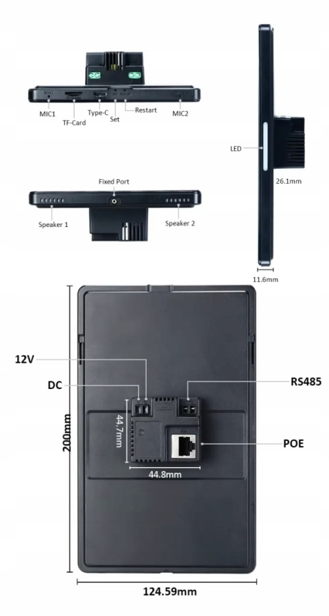Panel Ekran Monitor Ścienny Android POE 230V WiFi Home Assistant Tuya 8"
