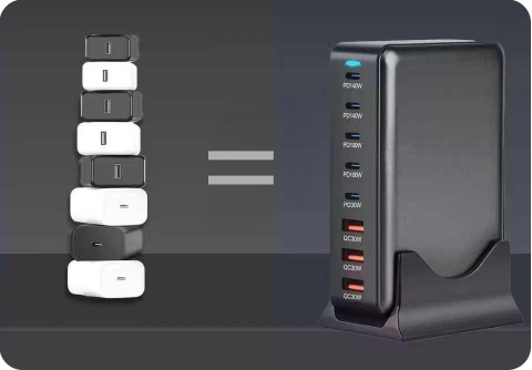 SUPERSZYBKA ŁĄDOWARKA PD 3.1 GaN 600W 8 PORTÓW USB-C/A Laptopy Telefony