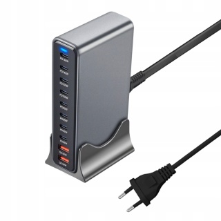 SUPERSZYBKA ŁĄDOWARKA PD 3.1 GaN 800W 10 PORTÓW USB-C/A Laptopy Telefony