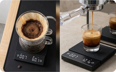 Waga do Kawy Espresso 0.1g Timer USB-C Precyzyjna Kuchenna Jubilerska 2 kg