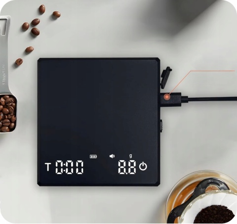 Waga do Kawy Espresso 0.3g Timer USB-C Precyzyjna Kuchenna Jubilerska 2 kg