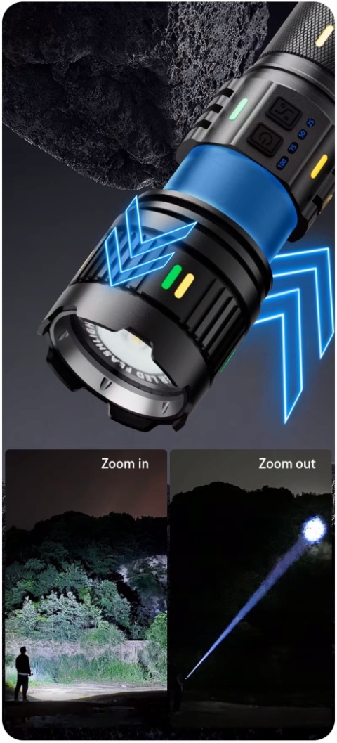 GIGANT! NAJWIĘKSZA LATARKA LED LASER DALEKOSIĘŻNA 30400mAh Power-Bank 2200m