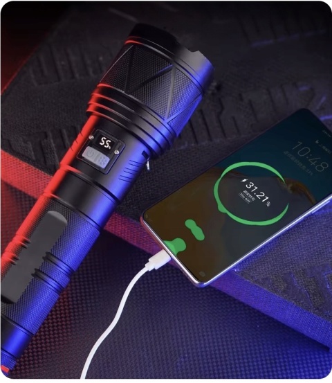 GIGANT WIELKA LATARKA LED BIAŁY CZERWONY LASER DALEKOSIĘŻNA PowerBank 2100m