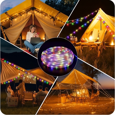 Lampka kempingowa LED girlanda świetlna RGBW 10m Święta Namiot Taras USB-C