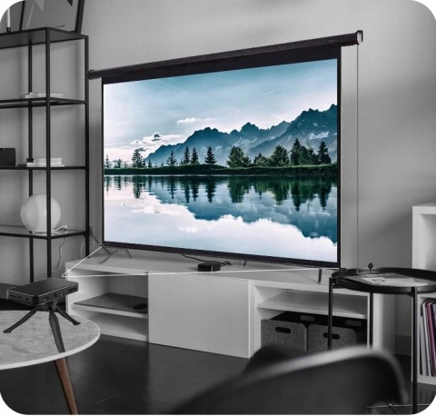 MOBILNY RZUTNIK DLP LED PROJEKTOR MINI AKUMULATOR ANDROID JAKOŚĆ AUTO FOCUS