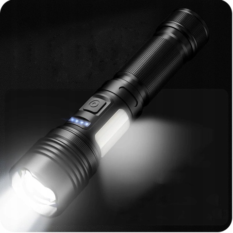 POLICYJNA MOCNA LATARKA DALEKOSIĘŻNA LED 1700m. USB-C POWER-BANK 35W+COB