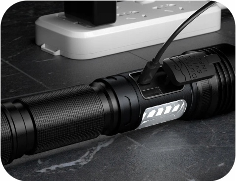 POLICYJNA MOCNA LATARKA DALEKOSIĘŻNA LED 1700m. USB-C POWER-BANK 35W+COB
