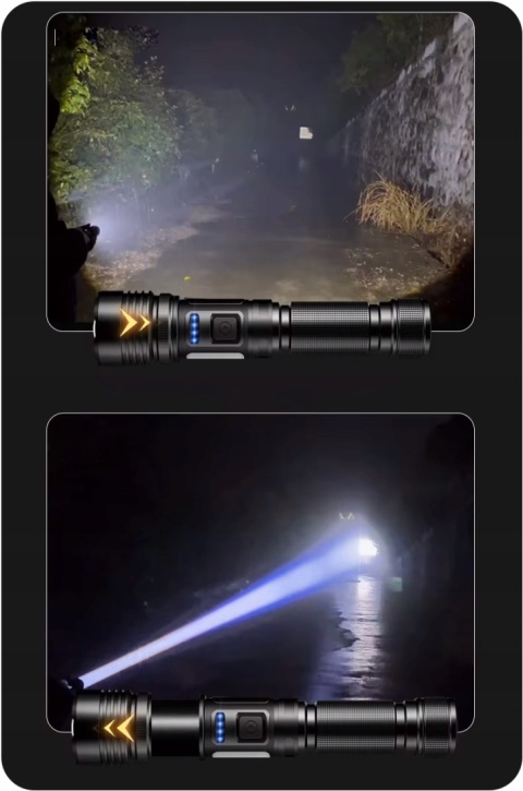 POLICYJNA MOCNA LATARKA DALEKOSIĘŻNA LED 1700m. USB-C POWER-BANK 35W+COB