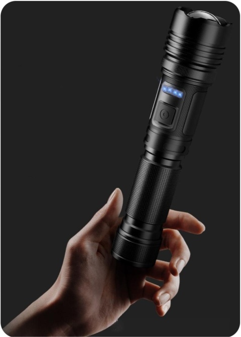 POLICYJNA MOCNA LATARKA DALEKOSIĘŻNA LED 1700m. USB-C POWER-BANK 35W+COB