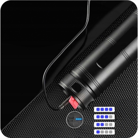 POTĘŻNA LATARKA LED BIAŁY LASER DALEKOSIĘŻNA PowerBank 1900m maXvision 901