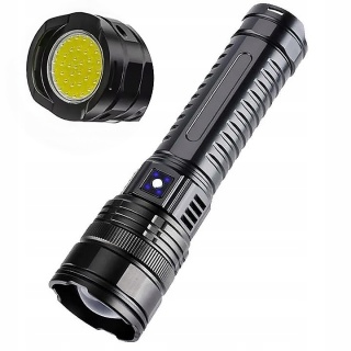 POTĘZNA LATARKA LED LASER DALEKOSIĘŻNA 2w1 XPE + COB Power-Bank 2000m USB-C