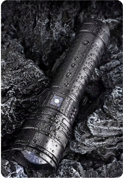 POTĘZNA LATARKA LED LASER DALEKOSIĘŻNA 2w1 XPE + COB Power-Bank 2000m USB-C