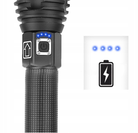 POTĘŻNA - ORYGINALNA LATARKA 5000LM LED XHP90.3 2x26650 10000mAh ZOOM USB-C