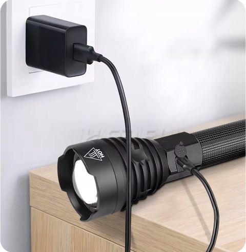 POTĘŻNA - ORYGINALNA LATARKA 5000LM LED XHP90.3 2x26650 10000mAh ZOOM USB-C
