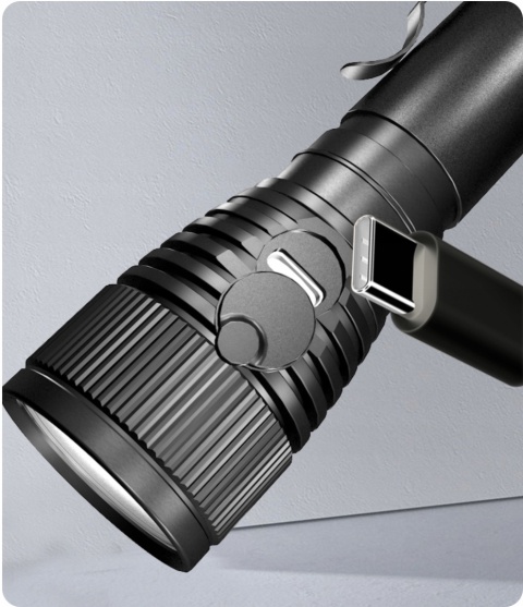 PREMIUM! BARDZO MOCNA ALUMINIOWA LATARKA S15 LED KOMPAKTOWA 1100lm USB-C