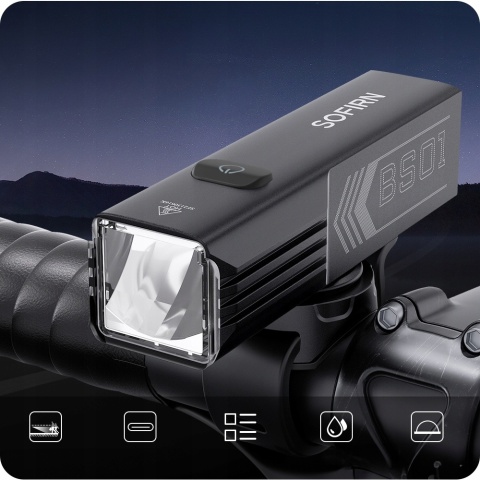 PREMIUM! LAMPKA ROWEROWA PRZEDNIA NA ROWER LED USB-C Sofirn BS01 2000lm MOC