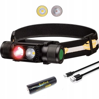 PREMIUM LATARKA CZOŁOWA Sofirn H25LR BIAŁE + CZERWONE LED + aku 18650 USB-C