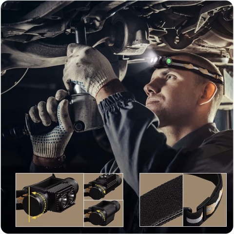 PREMIUM LATARKA CZOŁOWA Sofirn H25LR BIAŁE + CZERWONE LED + aku 18650 USB-C