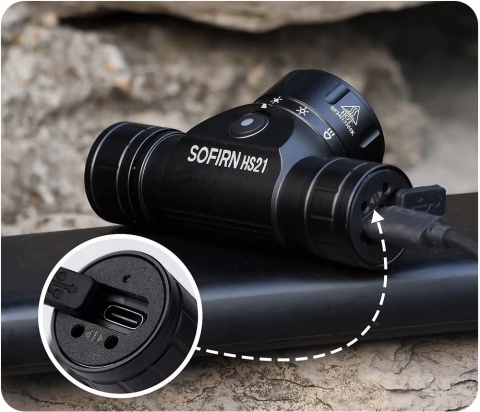 PREMIUM ! LATARKA CZOŁOWA Sofirn HS21 2200lm LED 3 TRYBY aku 18650 CZERWONE