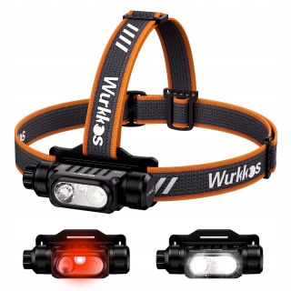 PREMIUM ! LATARKA CZOŁOWA WURKKOS HD16 2500lm LED 3 TRYBY 18650 CZERWONE