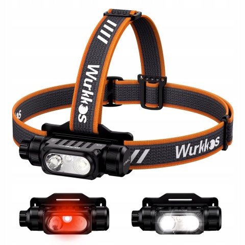 PREMIUM ! LATARKA CZOŁOWA WURKKOS HD16 2500lm LED 3 TRYBY 18650 CZERWONE