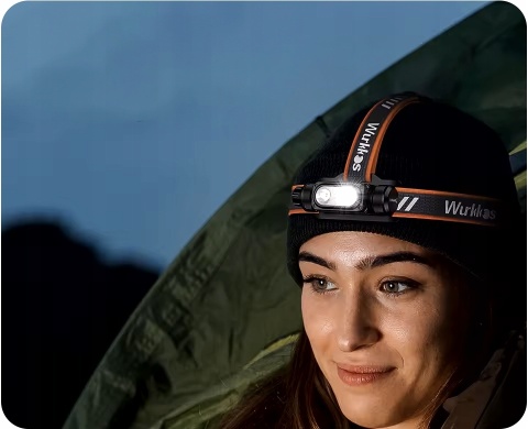 PREMIUM ! LATARKA CZOŁOWA WURKKOS HD16 2500lm LED 3 TRYBY 18650 CZERWONE