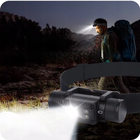 PREMIUM ! LATARKA CZOŁOWA maXvision M25L LED L2 + 2 XPE LED + aku 18650