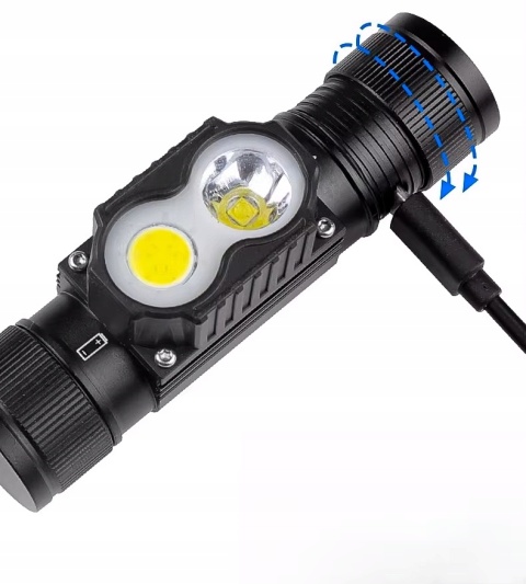 PREMIUM ! LATARKA CZOŁOWA maXvision M25R LED XTE+COB LED + aku 18650