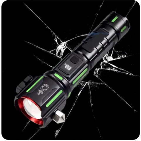 PREMIUM! LATARKA DALEKOSIĘŻNA ZOOM LED COB AKUMULATOR LCD NÓŻ MŁOTEK 1700m