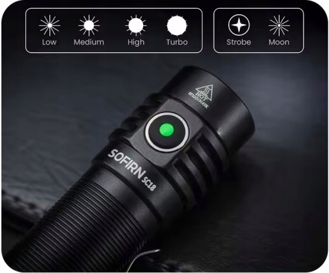 PREMIUM Latarka Sofirn SC18 1800lm LED EDC SST40 + akumulator 18650 3000mAh