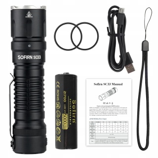 PREMIUM Latarka Sofirn SC33 5200lm LED EDC XHP70 + aku 21700 5000mAh 6000K