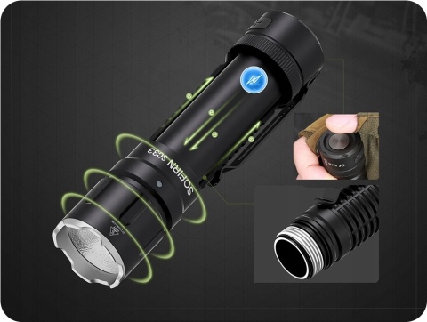 PREMIUM Latarka Sofirn SC33 5200lm LED EDC XHP70 + aku 21700 5000mAh 6000K