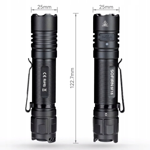 PREMIUM Latarka Sofirn SF16 UV LED SST-08 18650 3000mAh 875 mW USB-C