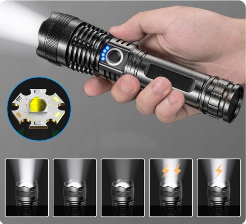 PREMIUM Latarka maXvision PT50 LED XHP90 5000lm 1500m 5000mAh USB-C GRATIS