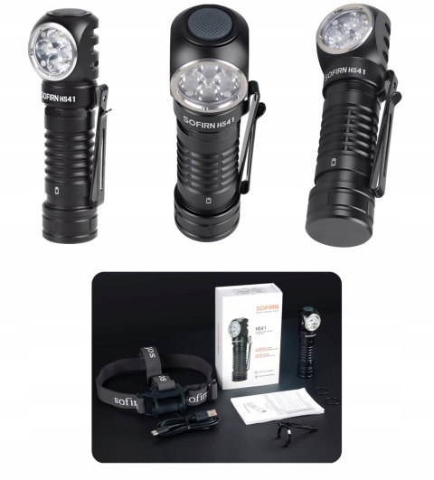 PREMIUM ! MOCNA LATARKA CZOŁOWA Sofirn HS41 4000lm 4*SST-20 LED + aku 21700