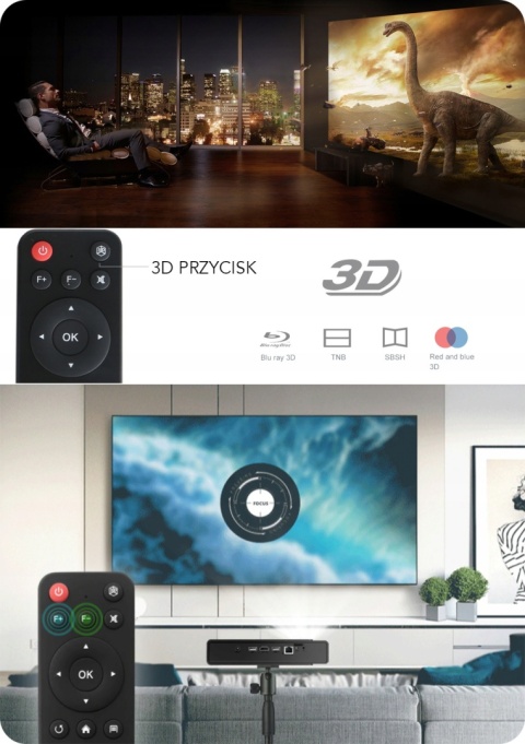 PROJEKTOR LED DLP ANDROID AUTO FOCUS ZOOM 4K 3D PL