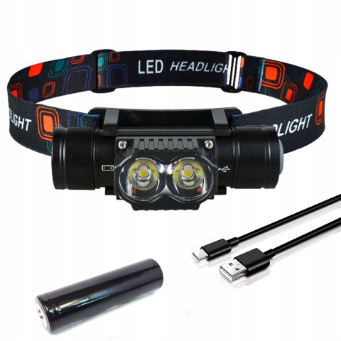 SUPER ! LATARKA CZOŁOWA maXvision M25S 1200lm LED 2*T6 LED + aku 18650