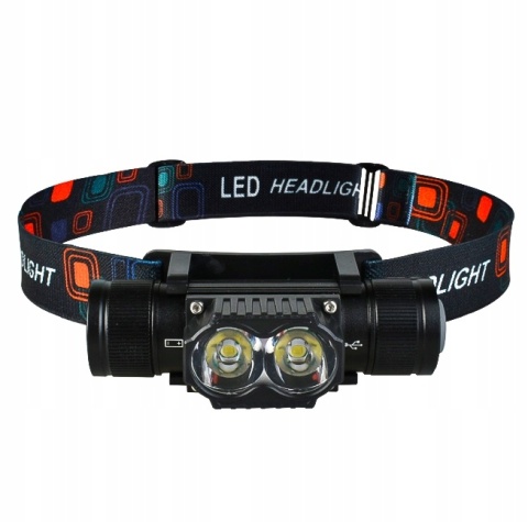 SUPER ! LATARKA CZOŁOWA maXvision M25S 1200lm LED 2*T6 LED + aku 18650