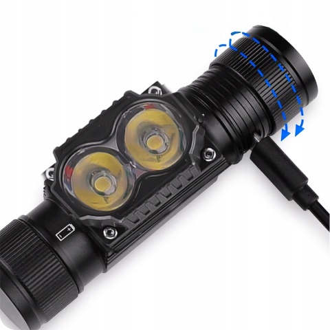 SUPER ! LATARKA CZOŁOWA maXvision M25S 1200lm LED 2*T6 LED + aku 18650
