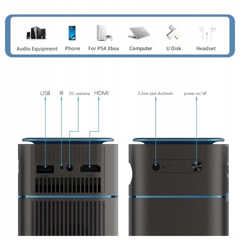 SUPER MINI PROJEKTOR DLP PRZENOŚNY AKUMULATOR ANDROID 4K