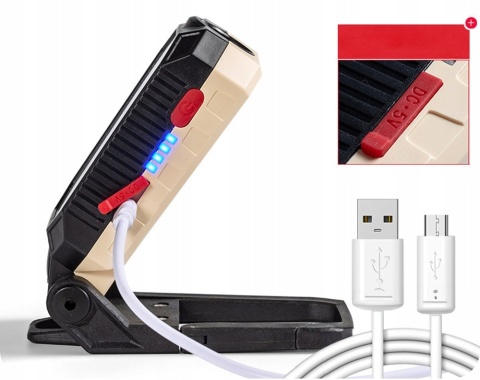 SUPER MOCNA LAMPKA ROBOCZA KEMPINGOWA OSTRZEGAWCZA LATARKA 3w1 USB-C MAGNES