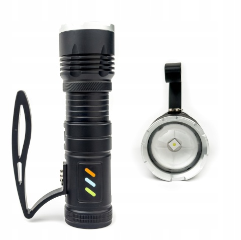 TURBO MOC- LATARKA LED WHITE LASER RED DALEKOSIĘŻNA 7000mAh PowerBank 1900m