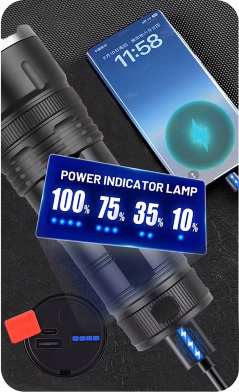 MOCAŻ LATARKA LED BIAŁY LASER DALEKOSIĘŻNA PowerBank 1900m maXvision 701